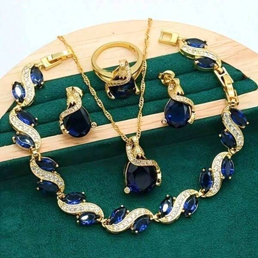 Vintage Style Jewelry Set For - CZ Necklace, Earrings, Br Gift Minimalist